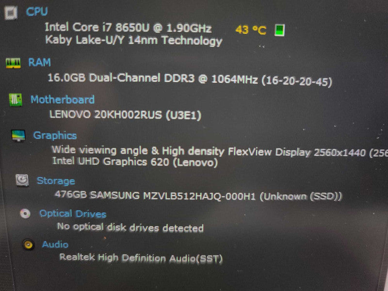 Lenovo X1 Carbon 6th gen i7-8650U, 16GB DDR4, 512GB SSD **read Î²