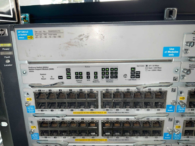 HP E8212 zl Switch J9091A POE READ  -