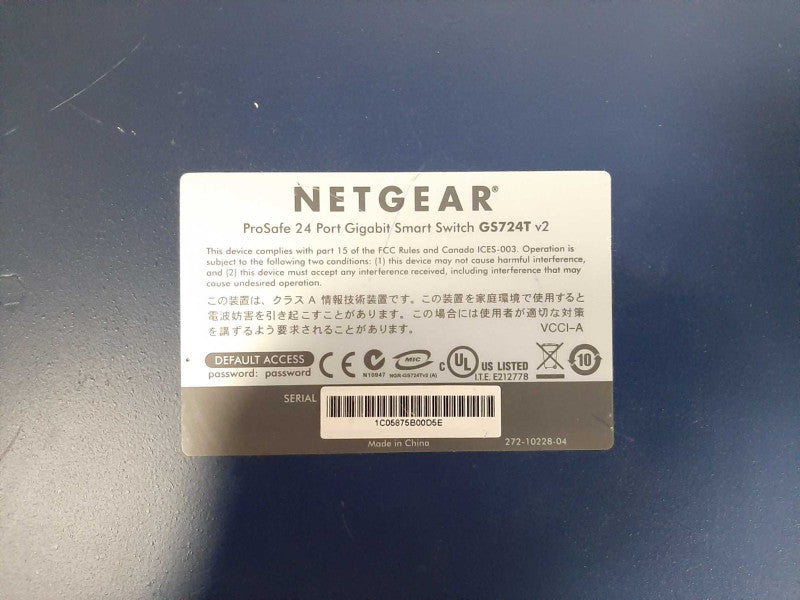 NetGear Prosafe 24 Port Gigabit Network Switch GS724T V2 $