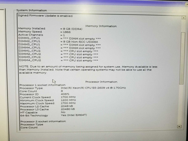 Dell Precision T7810 Xeon E5-2609 V4 @ 1.70ghz / 8gb ram / quadro K2200 #