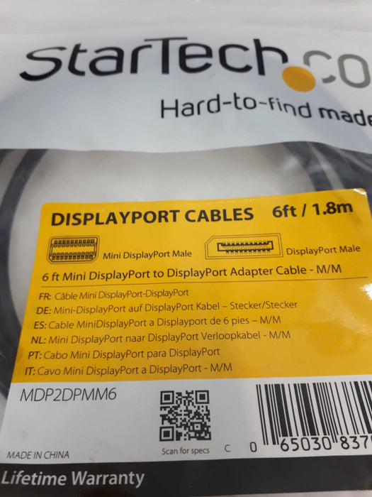 Startech MDP2DPMM6  Cable: 6 ft   Mini DisplayPort to  DisplayPort Q&