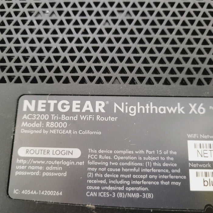 NETGEAR Nighthawk X6 Smart Wi-Fi Router R8000 AC3200 Tri-band =