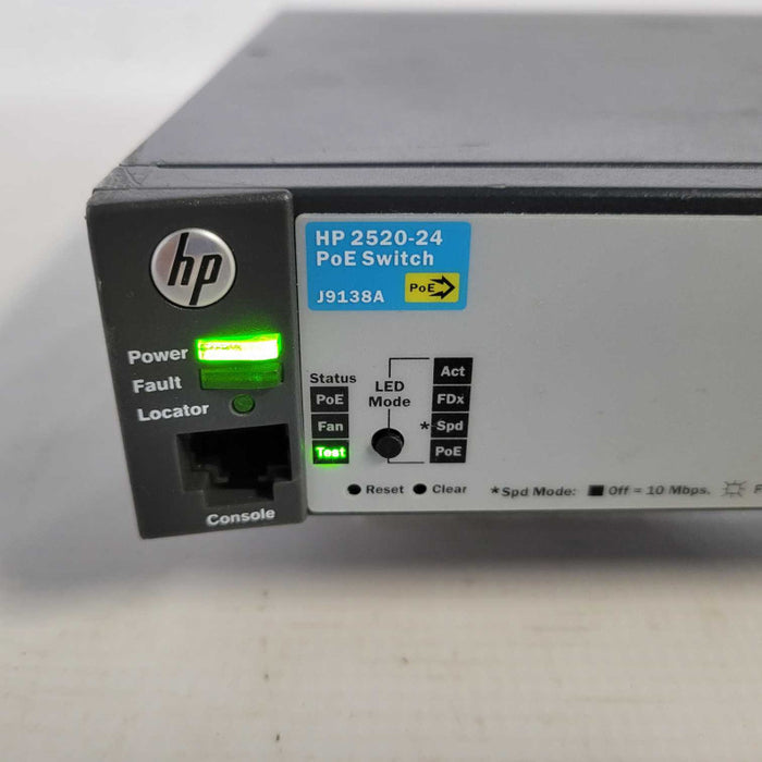 HP J9138A 2520-24-PoE 24X 10/100 PoE ports 4 X Dual Personality Gigabit Ports =