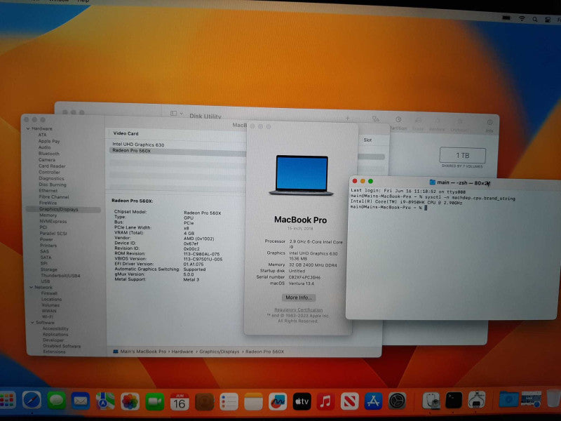 MacBook Pro 2018 15\\" i9-8950HK, 32GB DDR4, 1TB SSD, Radeon Pro 560X **READ**