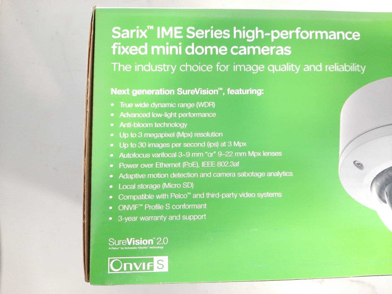 Pelco IME319-1S 3M pixel Indoor Network Mini Dome Camera 3-9mm Lens Open box Q$