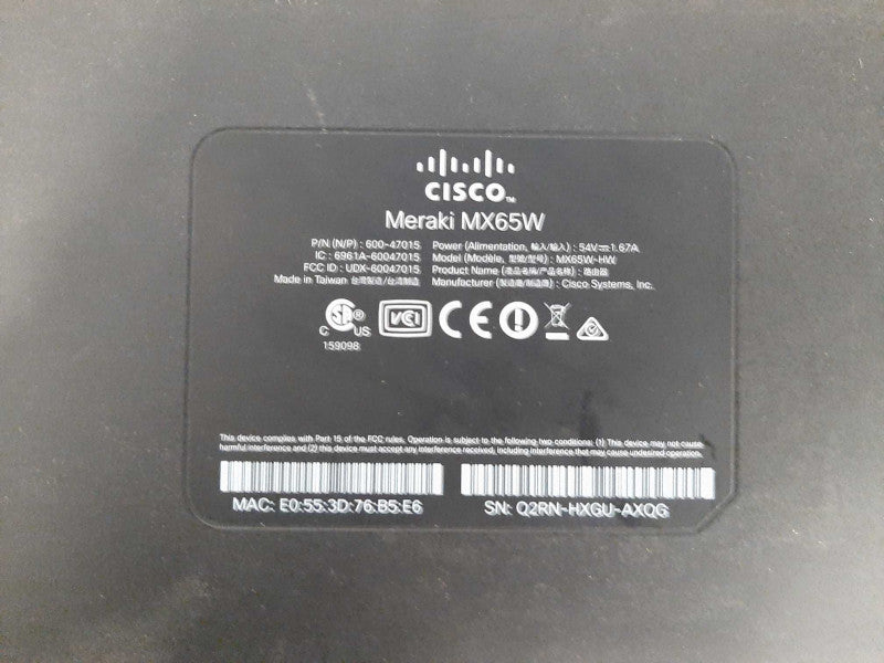 Cisco Meraki MX65W Cloud Managed Security Appliance READ $