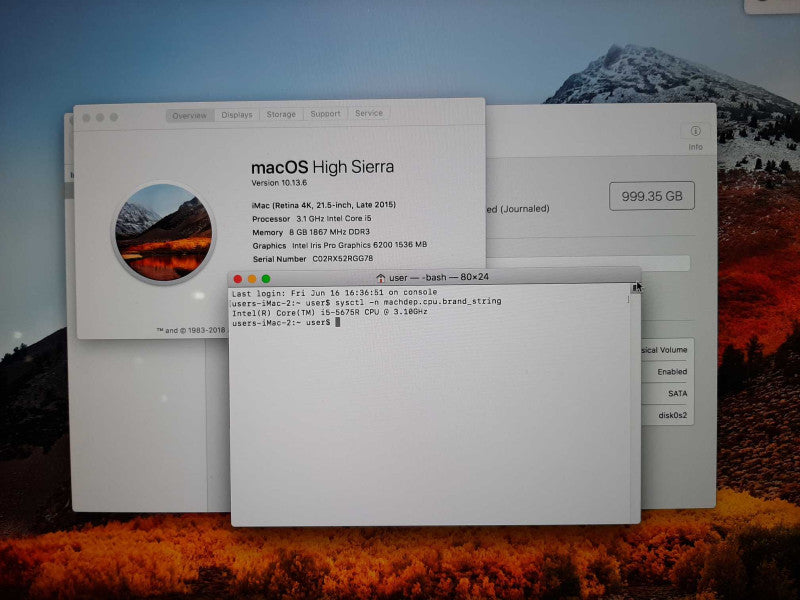 Apple iMac 21.5\\" Late 2015 Quad-Core i5-5675R 8GB RAM 1TB