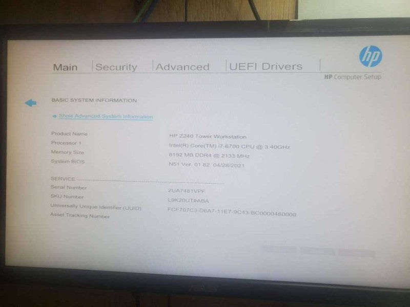 HP Z240 workstation I7-6700 @ 3.40ghz / 8gb ram