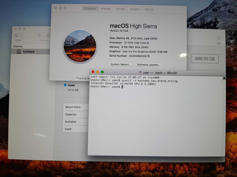Apple iMac 21.5\\" Late 2015 i5-5675R 8GB RAM 1TB
