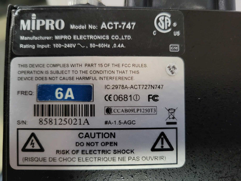 Mipro ACT-747 Quad-Channel True Diversity Receiver, Read _