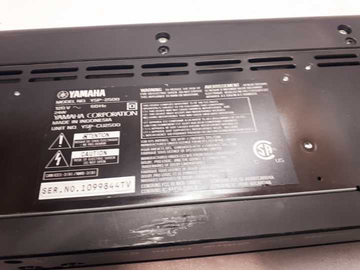 Yamaha SOUNDPROJECTOR YSP-2500 Sound Bar only- Black &