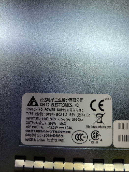 Delta DPSN-290AB A 299W PSU PWR-2921 - Cisco 341-0226-03 Power Supply Q