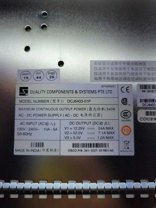 Quality Components DCJ6403-01P 640 Watt Power Supply Unit For Cisco