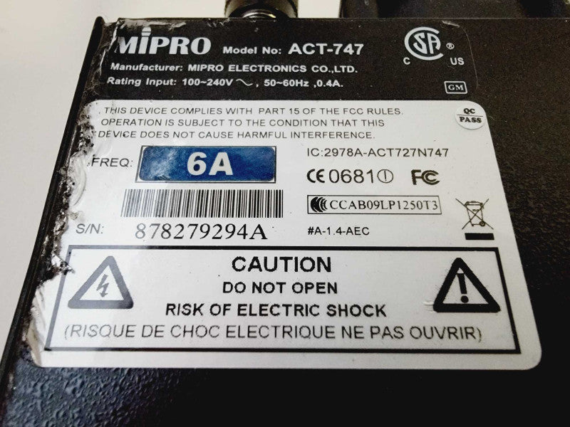 MIPRO ACT-747A, 4-channel 1-rack space UHF Wide-Band  (