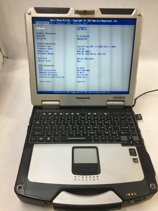 Panasonic TOUGHBOOK CF-31 Intel i5-5300U @ 2.3GHz 4GB RAM 500GB HDD Read!