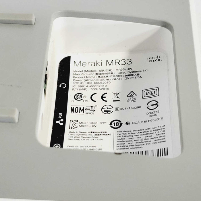 Cisco Meraki MR33-HW MR Series Cloud Managed Access Point Unclaimed =
