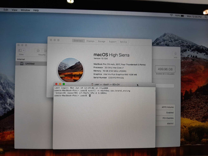 MacBook Pro 2017 13\\" i7-7567U, 16GB DDR3, 500GB SSD Î² *READ*