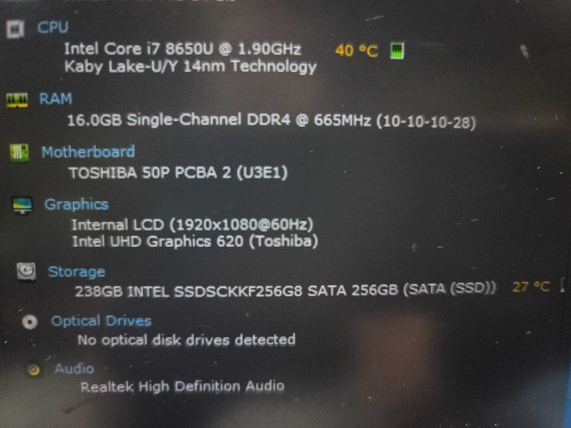 Toshiba Tecra A50-E i7-8650U, 16GB DDR4, 256GB SSD QÎ²