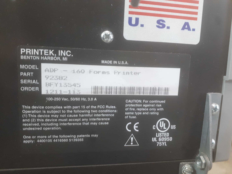 Printek Inc. Model# ADP-I60 Forms Printer