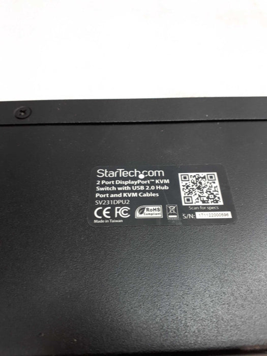 StarTech 2 Display Port DisplayPort KVM Keyboard Video Mouse SV231DPU2 &