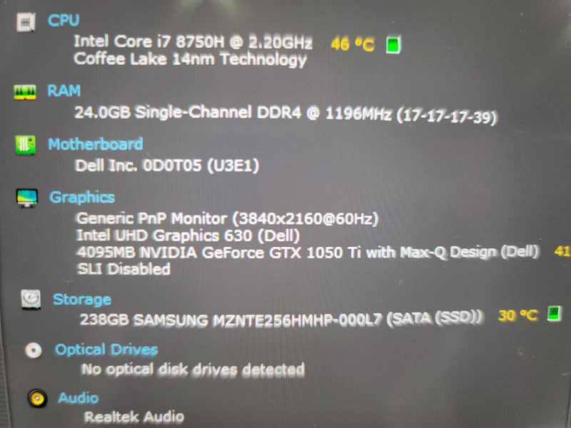 Dell XPS 15 9570 i7-8750H, 16GB DDR4, GeForce GTX 1050 4GB, 256GB SSD **rEAD Î²