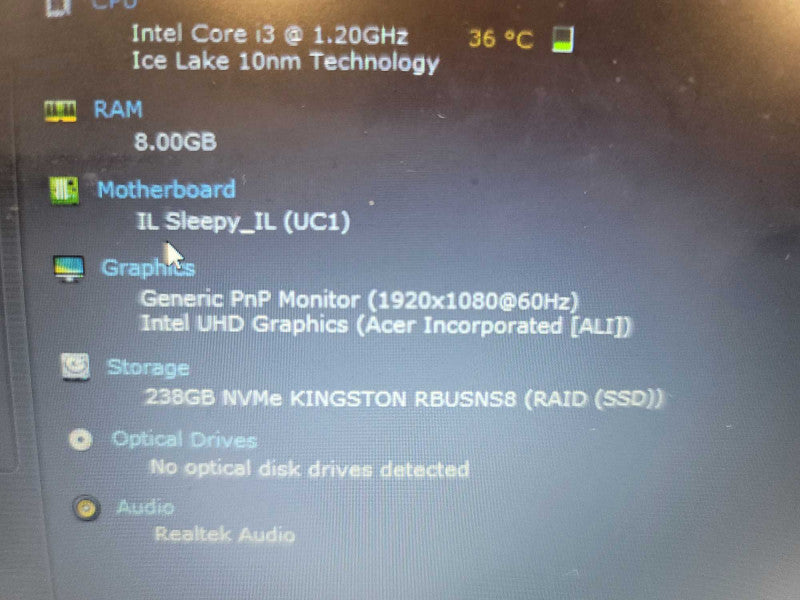 Acer Aspire 3 i3-1005G1, 12GB DDR4, 256GB SSD Î²