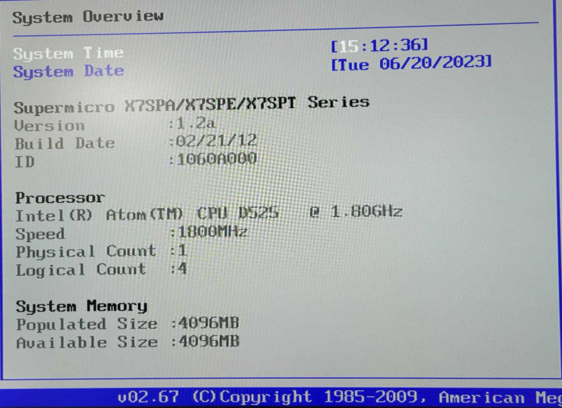 Supermicro 1U 502-2 Intel Atom D525 @ 1.80GHz 4GB RAM 1TB HDD =