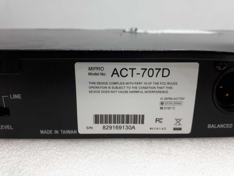 MiPro ~ ACT-707D ~ Dual Channel Wireless Receiver- (For parts only) &