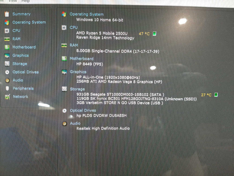 HP Pavilion 24-r149 Touch 24\\"  Rygen 5 mobile 2500U 8GB DDR4 1TB HDD 128GB SSD $