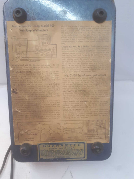 Vintage Hickok Volt Amp Wattmeter  Model 900A