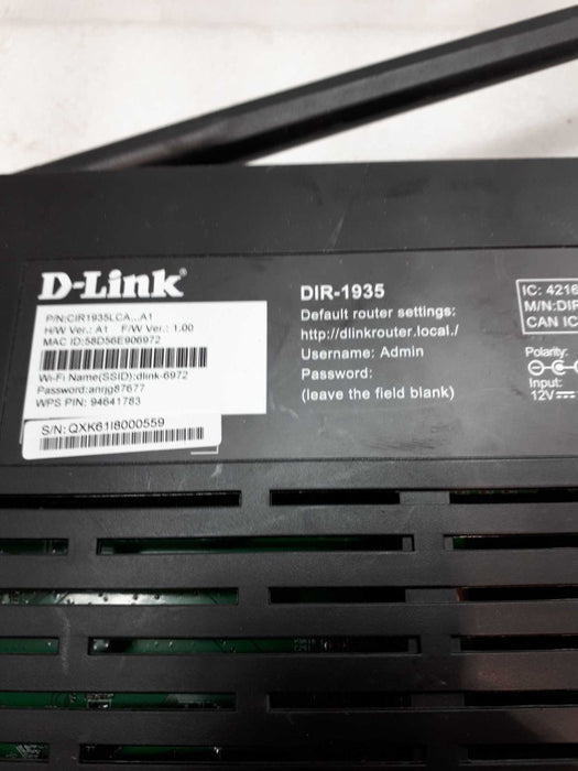 D-LINK DIR-1935 WIRELESS AC1900 HIGH-POWER WI-FI GIGABIT ROUTER &