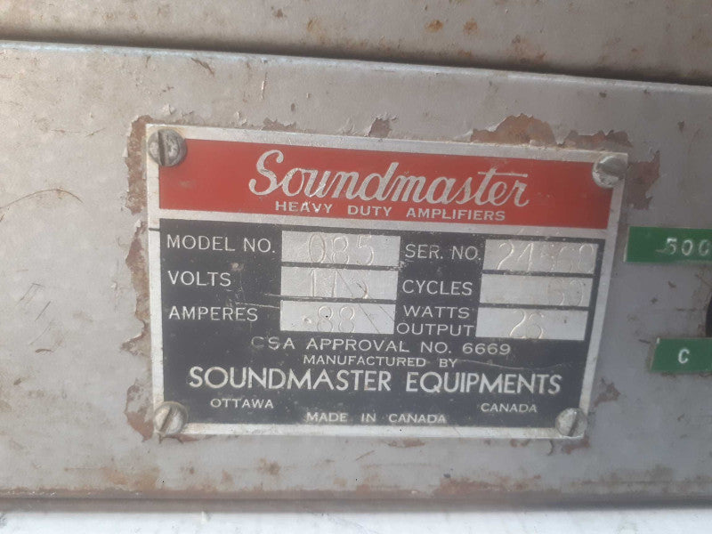 Vintage Sound Master Heavy Duty Amplifier Model 085, Has 807 Phillips Tubes