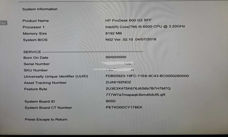 HP ProDesk 600 G2 SFF Core i5-6500 @ 3.20GHz 8GB Ram *READ* )