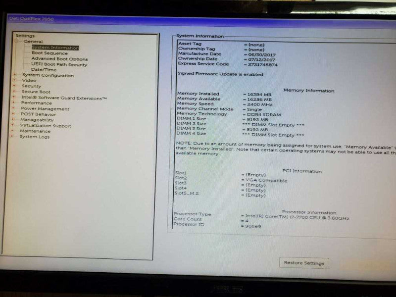 Dell OptiPlex 7050 Small Form Factor (Intel (R) Core i7-7700 3.6Ghz, 16GB DDR