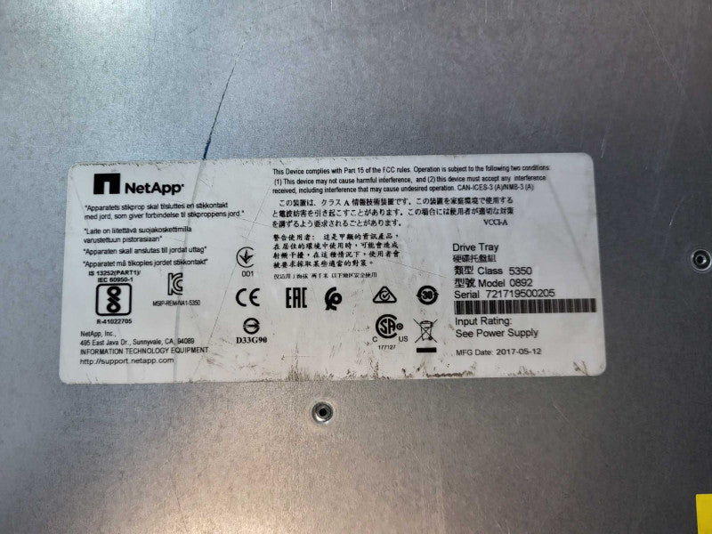 NetApp 24 bay drive tray Model 0892 2x NETAPP EF-X561202A-R6 12GB Controllers -