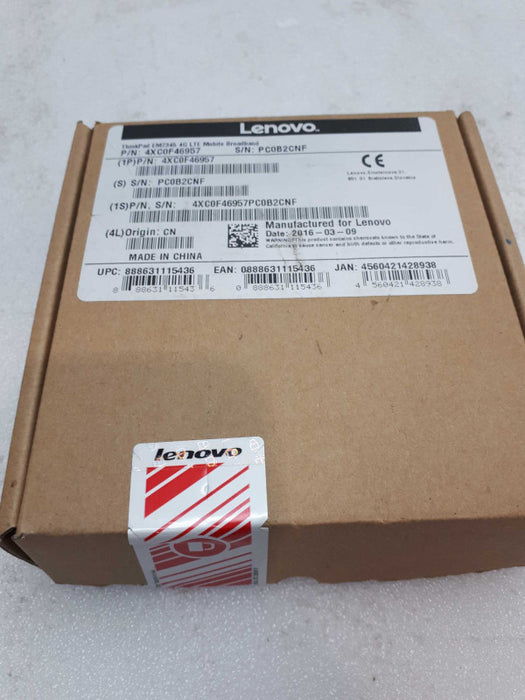 Lenovo Mobile Broadband 4G LTE WWAN For ThinkPad Notebooks EM7345 4XC0F46957 &