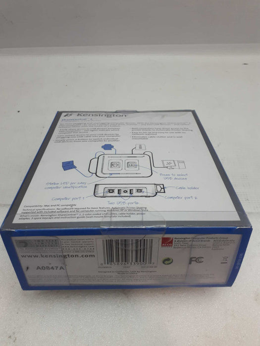 Kensington ShareCentral 2 USB Switch for 2 Computers 2 USB Devices- New &
