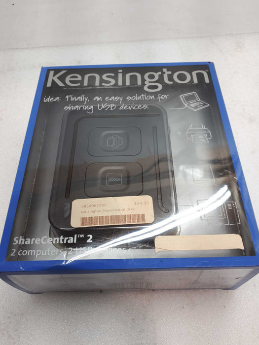 Kensington ShareCentral 2 USB Switch for 2 Computers 2 USB Devices- New &