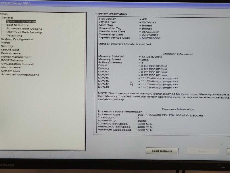 Dell Precision T5810, Xeon E5-1603v3 2.8GHz, 32GB DDR4, AMD FirePro W5100 GPU Q_