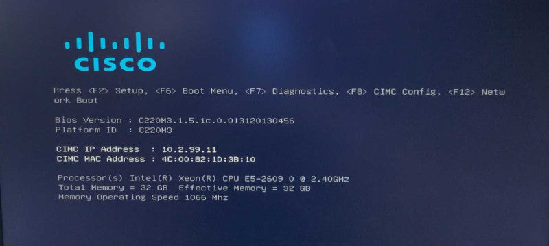 Cisco UCS C220 M3 with 1x Xeon E5-2609 0 @ 2.40GHz 32GB RAM - SAS 9266 8i 1GB
