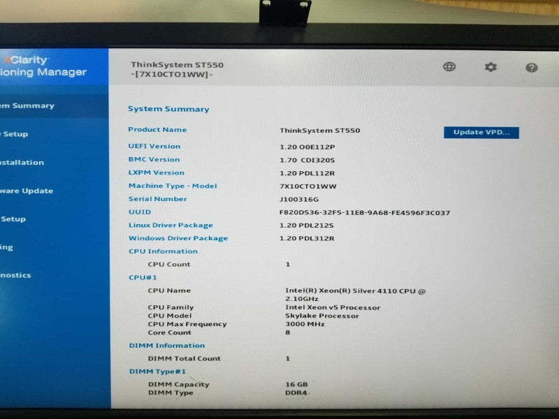 Lenovo Thinksystem ST550 Xeon silver 4110 @ 2.10ghz / 16gb ram / 530-8i raid #