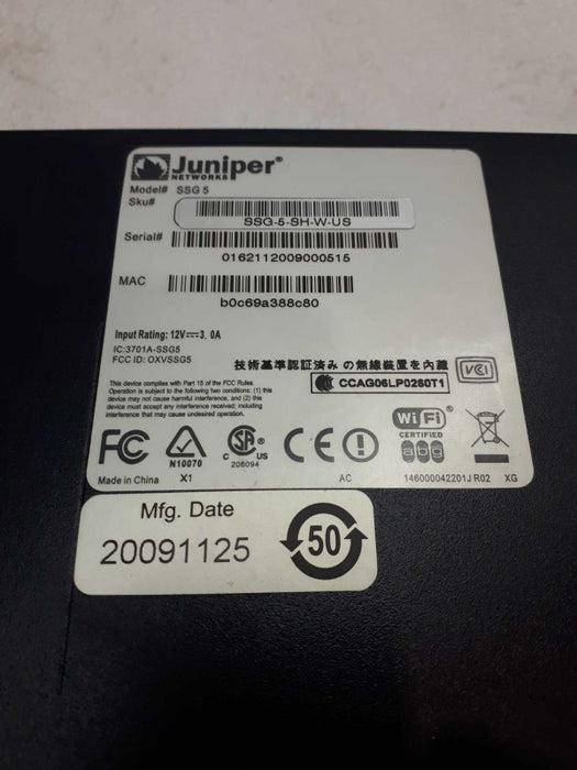 Juniper Networks SSG-5-SH Secure Services Gateway Security Appliance &