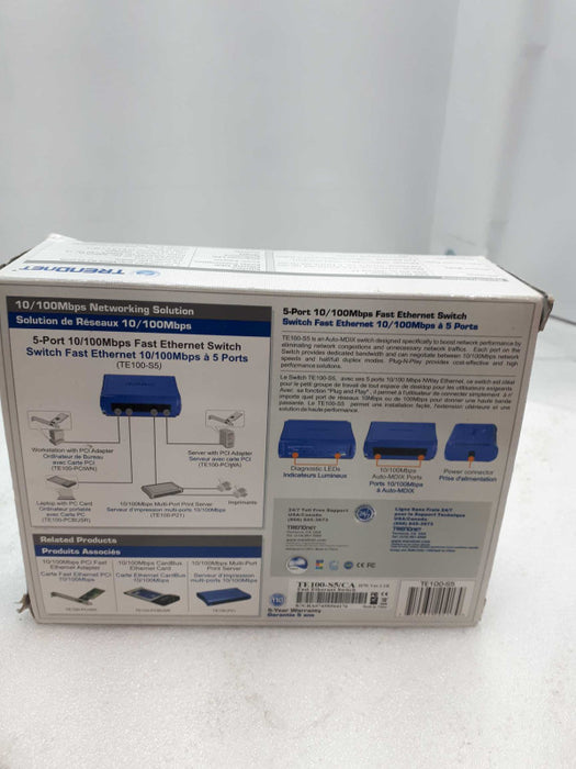 New TRENDnet 5-Port 10/100Mbps Ethernet Switch TE100-S5  &