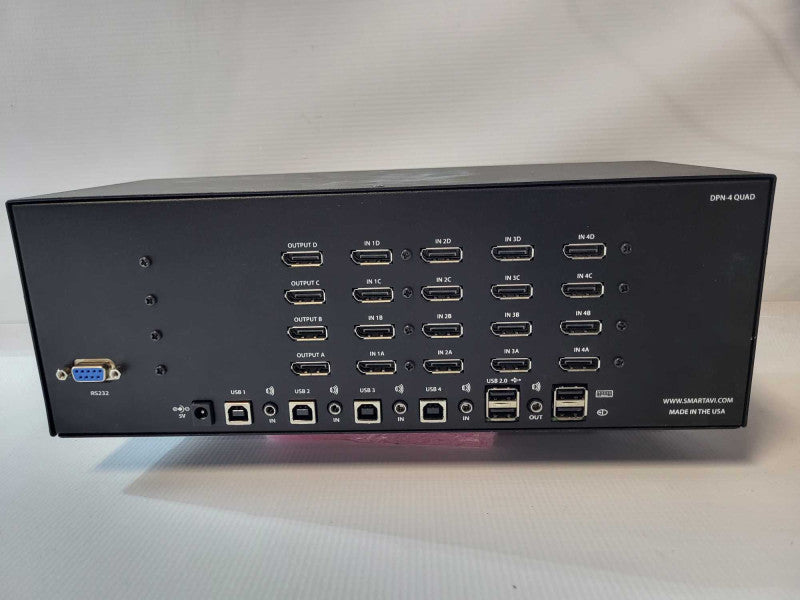 SmartAVI DPN-4Q - 4 Port Quad Monitor DisplayPort KVM w/ 2x USB Peripheral RE Q-