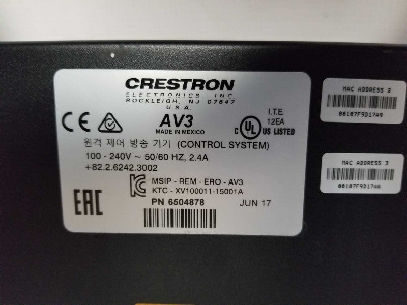 Crestron 3-Series AV3 Control System Advanced Control Processor - READ #