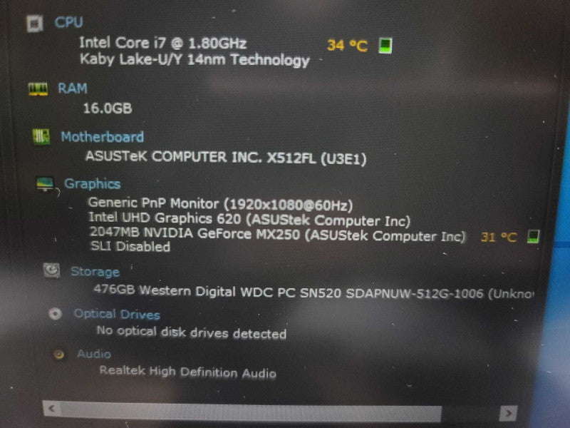 ASUS VivoBook SF12F i7-8650U , 2GB GeForce MX250, 16GB DDR4, 512GB SSD Î²
