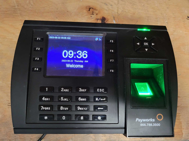 Payworks - Biometric Time Clock with Power adapter and mounting bracket