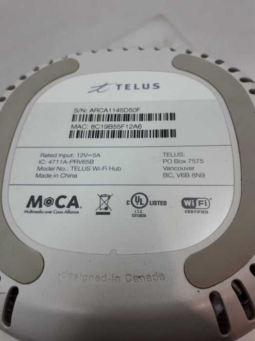 Telus PRV65B White Wi-Fi Hub Fiber Modem High-Performance &