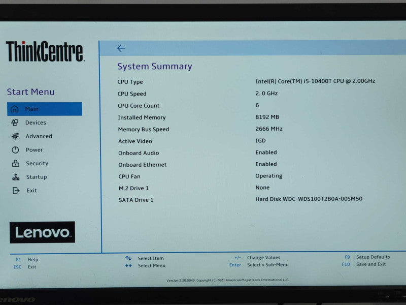 Lenovo ThinkCentre M70q Tiny PC, Core i5-10400T 2.0GHz, 8GB, 1TB SSD w/ Power _