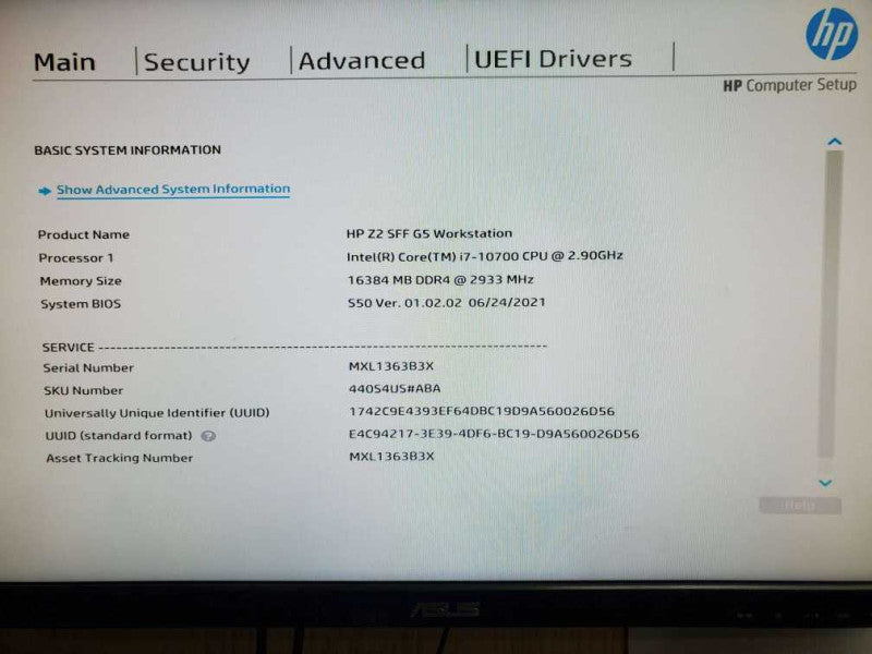 HP Z2 G5 SFF WORKSTATION INTEL i7 -10700 CPU @ 2.90ghz 16gb Q